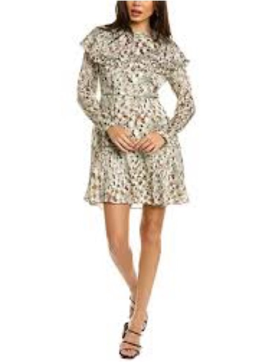 Ted Baker London Dresses & Skirts - Ted Baker London Cream Floral Ruffle Long Sleeve Mini Dress size 6